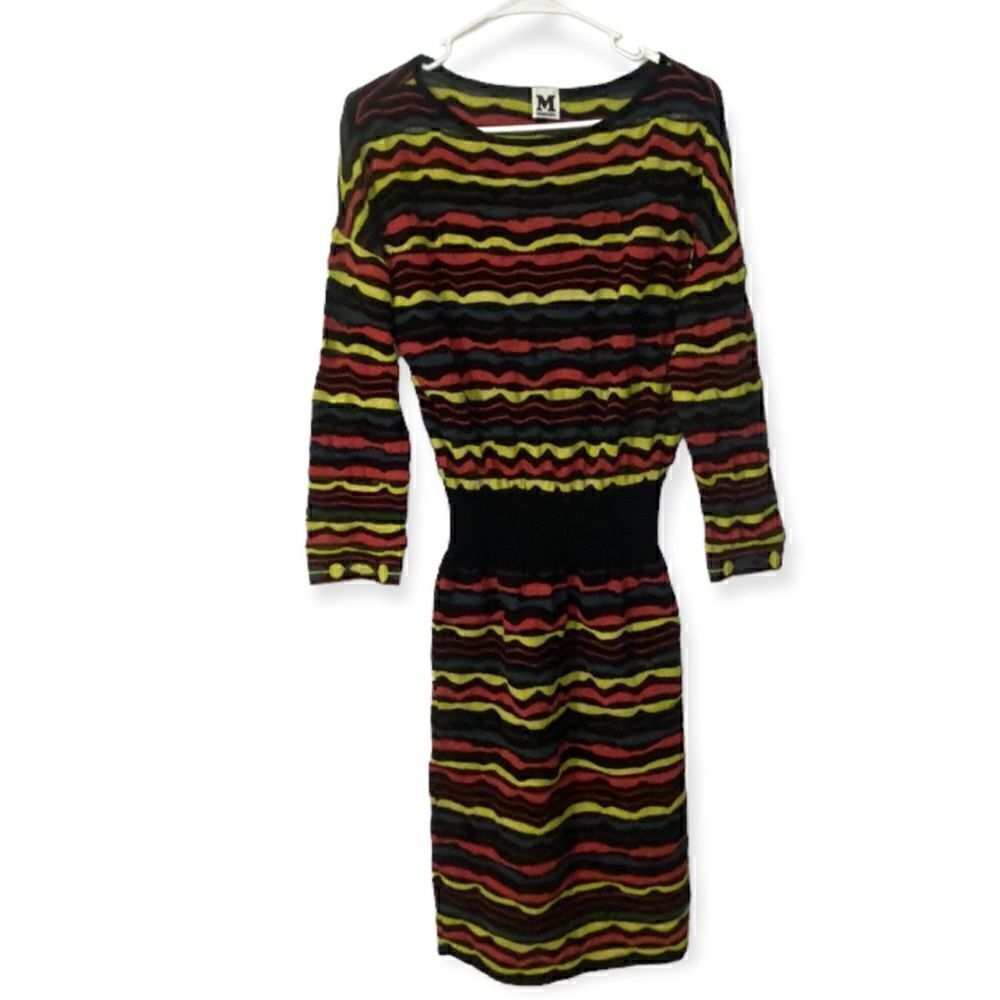M MISSONI long sleeve merino wool blend knit dress